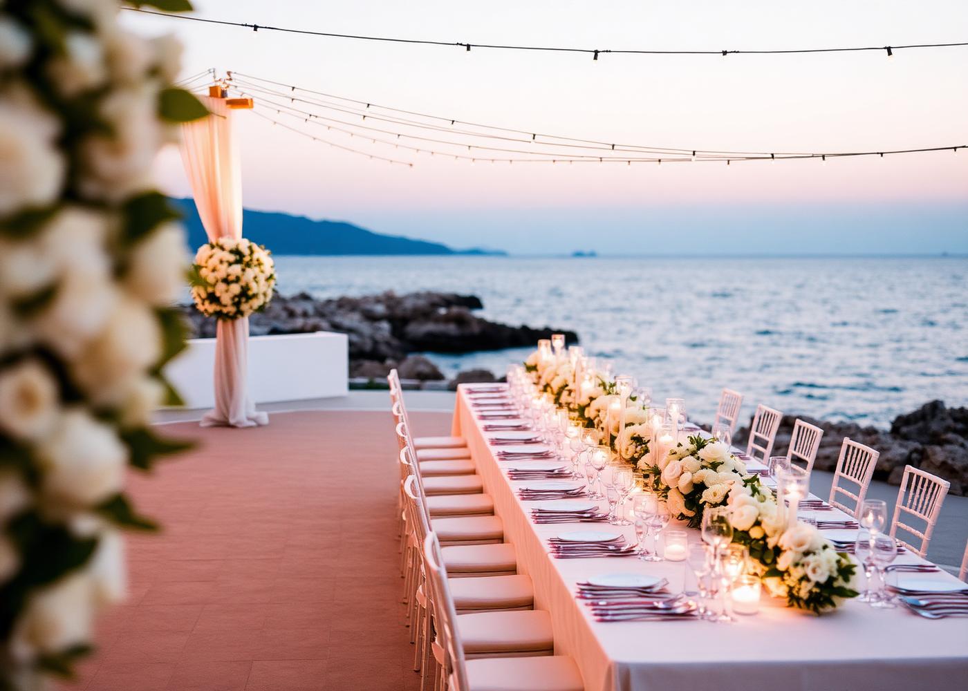 Sunset seaside wedding at Blue Sky Resort